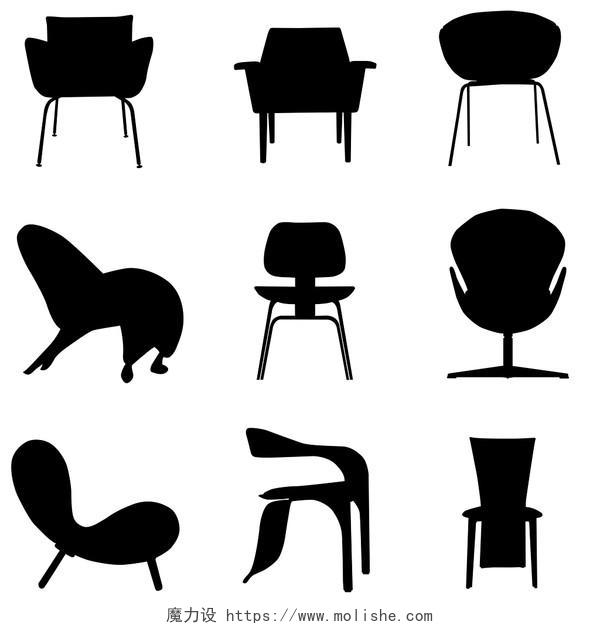 黑色剪影椅子凳子家具室内设计免抠图